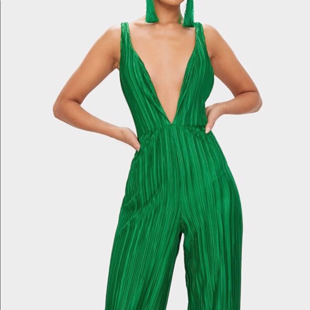Green Plunge Jumpsuit